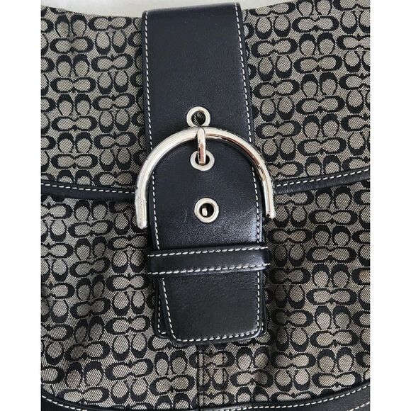 Coach 6808 Y2K Soho shoulder bag w/ sig. C canvas,black leather,silver hardware - Picture 2 of 8
